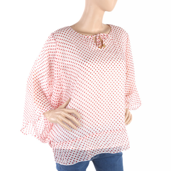 Women's Western Top Poncho Style - White - Red, Women, T-Shirts And Tops, Chase Value, Chase Value