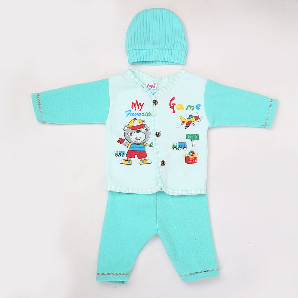 Newborn Boy Full Sleeves Polar Suit 10361 - Sea Green, Kids, NB Boys Sets And Suits, Chase Value, Chase Value