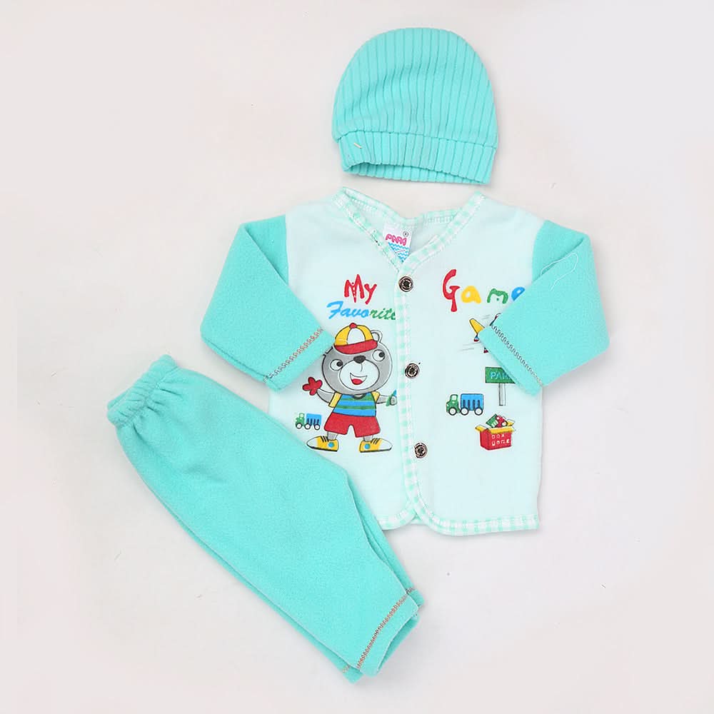 Newborn Boy Full Sleeves Polar Suit 10361 - Sea Green, Kids, NB Boys Sets And Suits, Chase Value, Chase Value