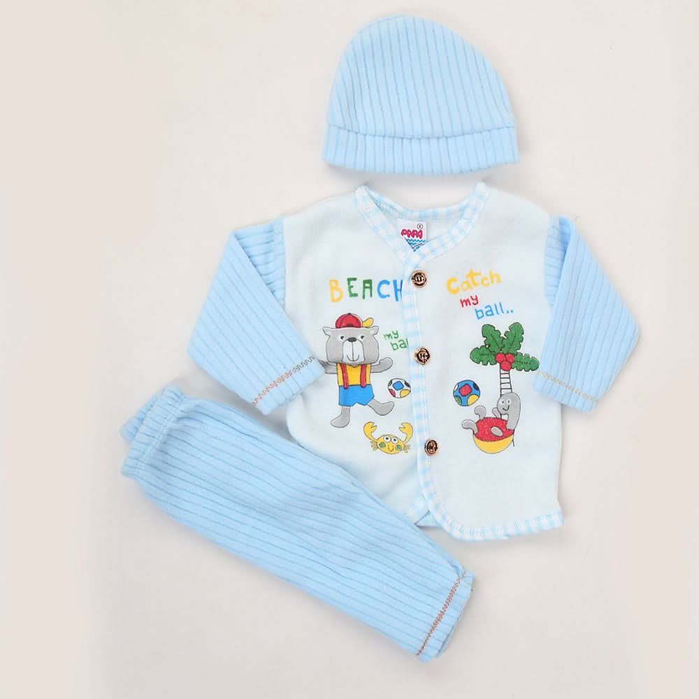 Newborn Boy Full Sleeves Polar Suit 10350 - Blue, Kids, NB Boys Sets And Suits, Chase Value, Chase Value
