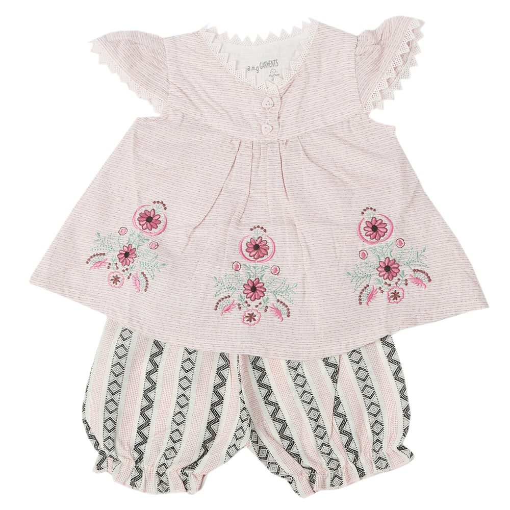 Newborn Girls Half Sleeves Suit - Pink, Kids, Newborn Girls Sets And Suits, Chase Value, Chase Value