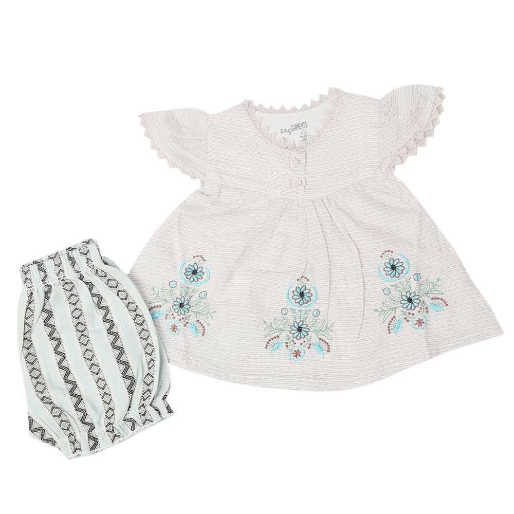 Newborn Girls Half Sleeves Suit - Off White, Kids, Newborn Girls Sets And Suits, Chase Value, Chase Value