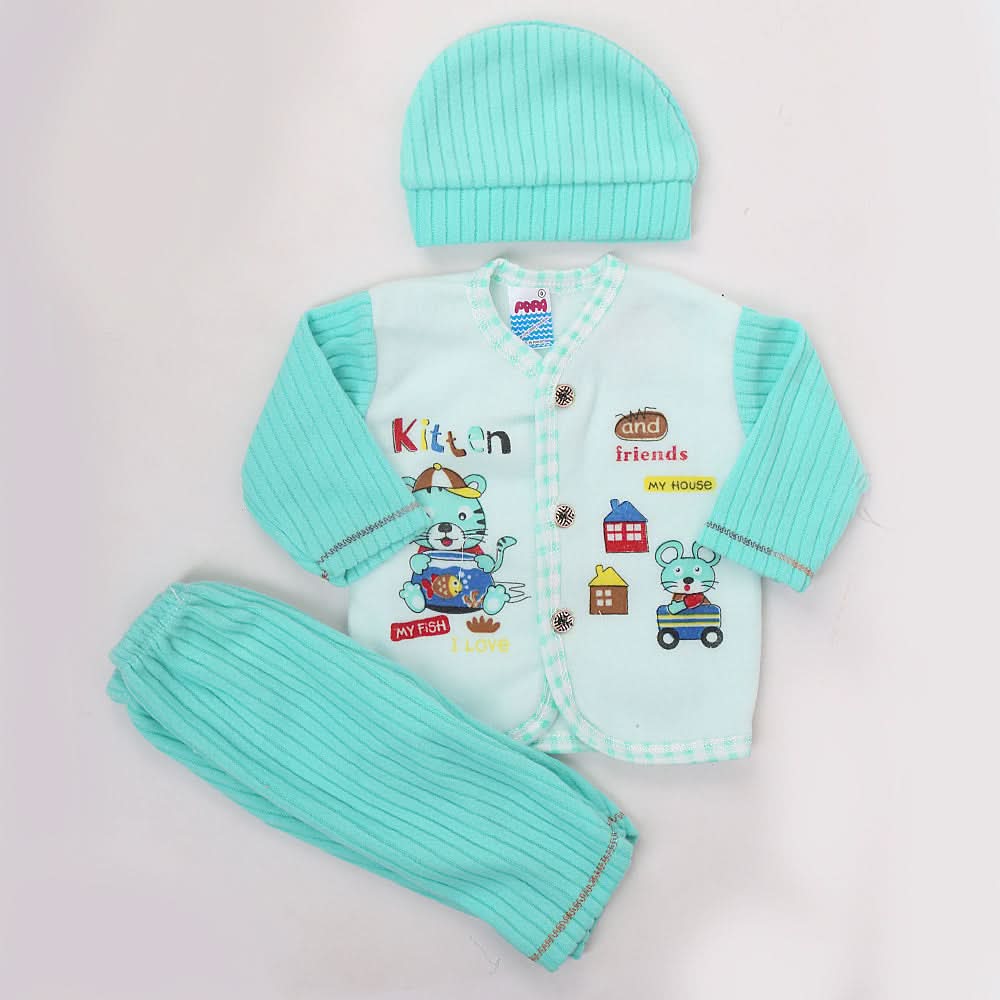 Newborn Boy Full Sleeves Polar Suit 10151 - Sea Green, Kids, NB Boys Sets And Suits, Chase Value, Chase Value