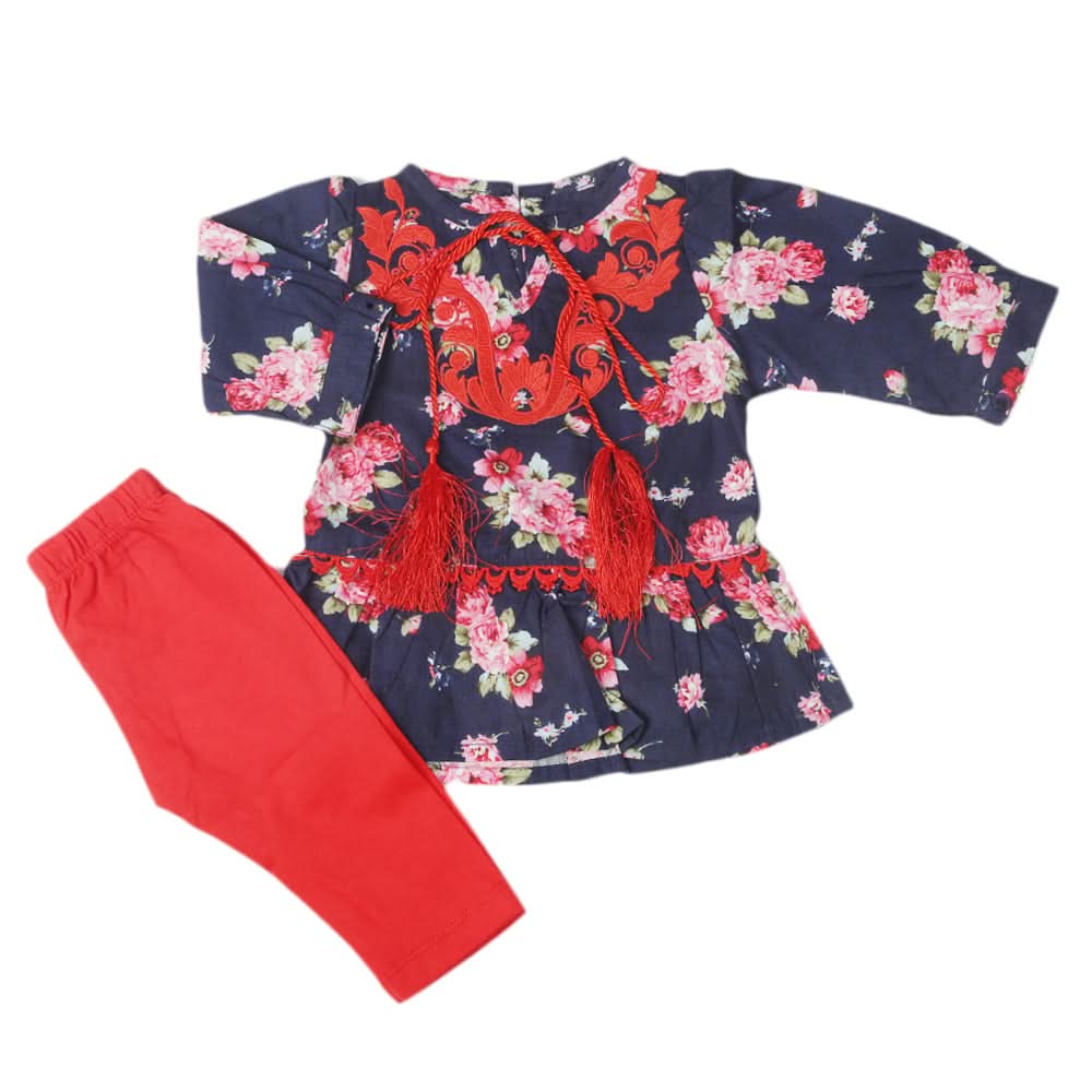 Newborn Girls Half Sleeves Suit - Red, Kids, Newborn Girls Sets And Suits, Chase Value, Chase Value
