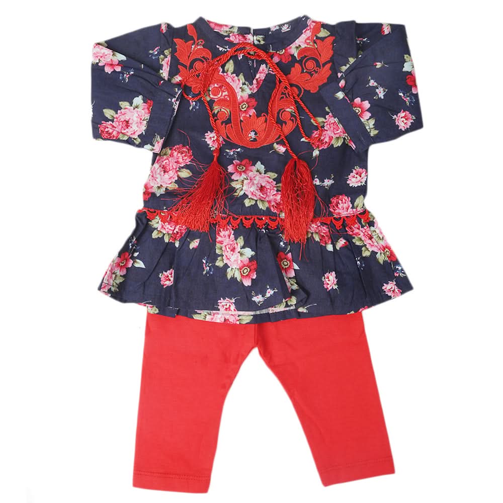 Newborn Girls Half Sleeves Suit - Red, Kids, Newborn Girls Sets And Suits, Chase Value, Chase Value