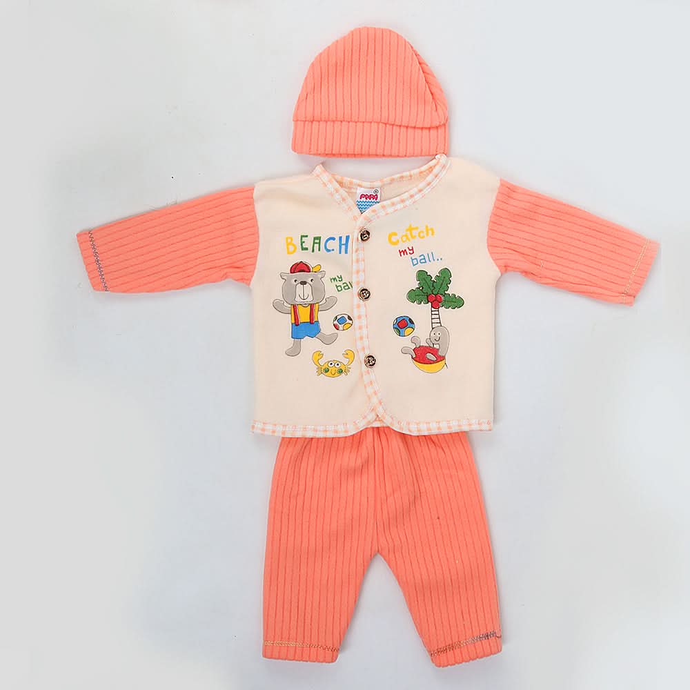 Newborn Boy Full Sleeves Polar Suit 10350 - Peach, Kids, NB Boys Sets And Suits, Chase Value, Chase Value