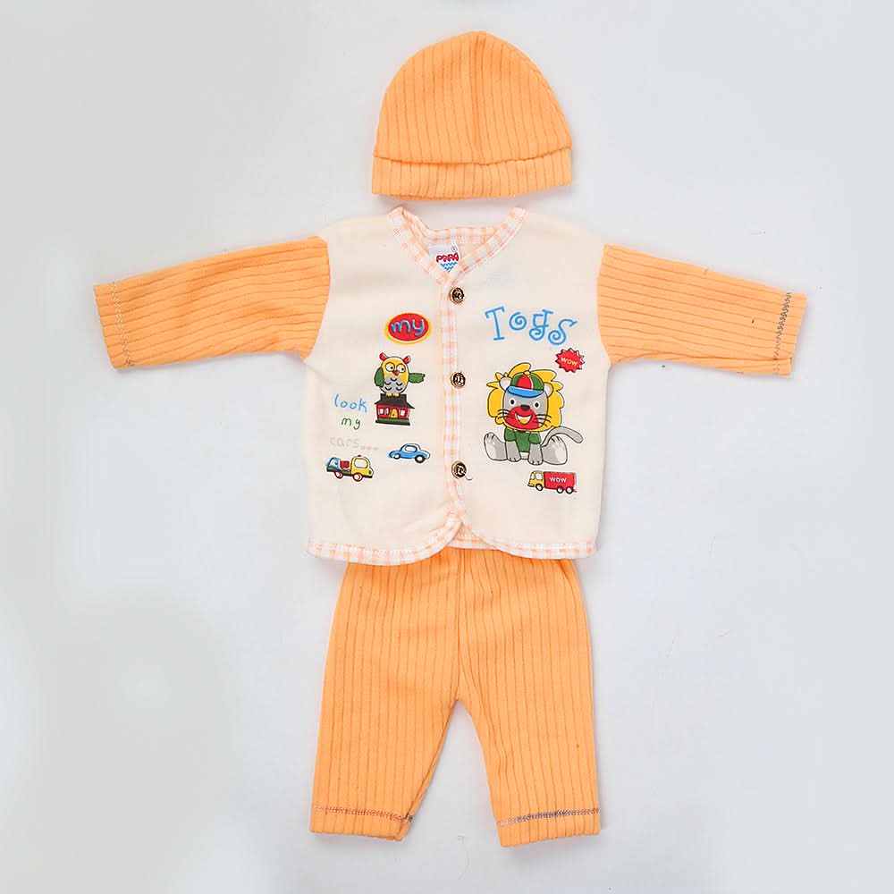 Newborn Boy Full Sleeves Polar Suit 10346 - Orange, Kids, NB Boys Sets And Suits, Chase Value, Chase Value