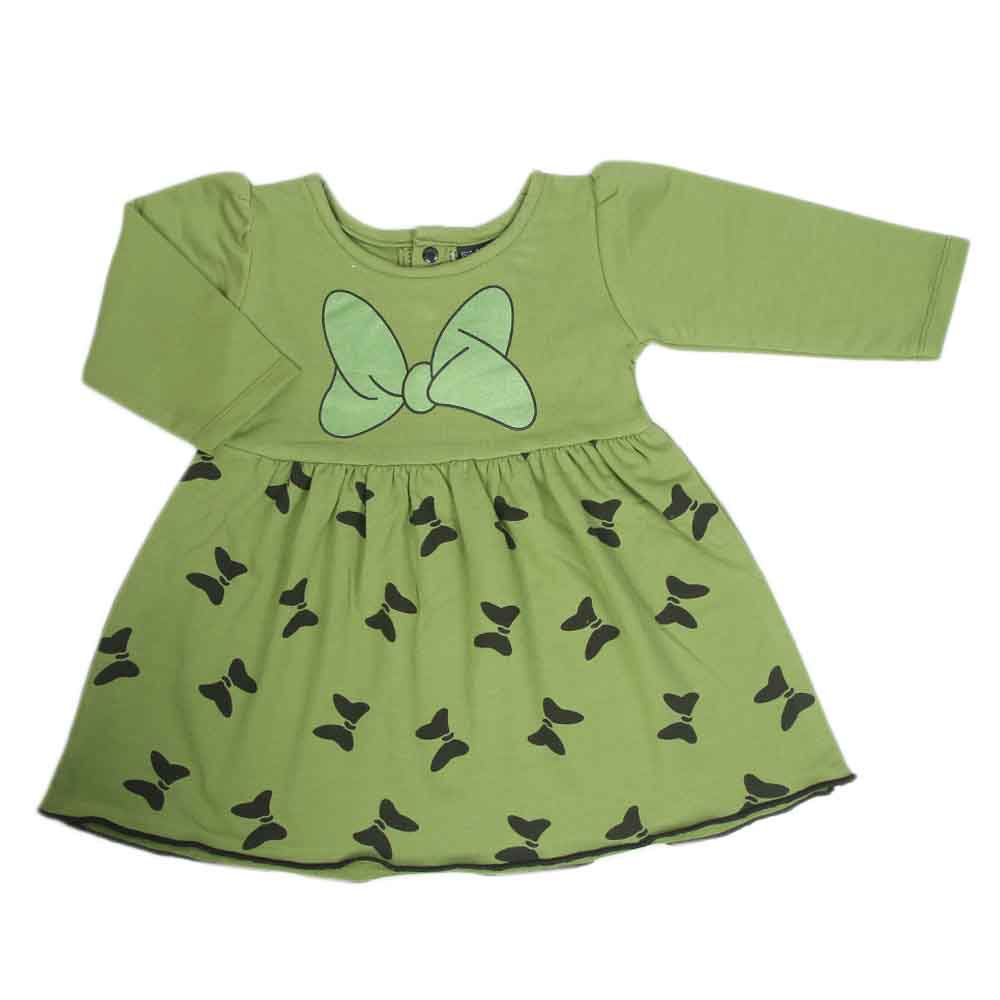 Girls Full Sleeves Frock - Green, Girls Frocks, Chase Value, Chase Value