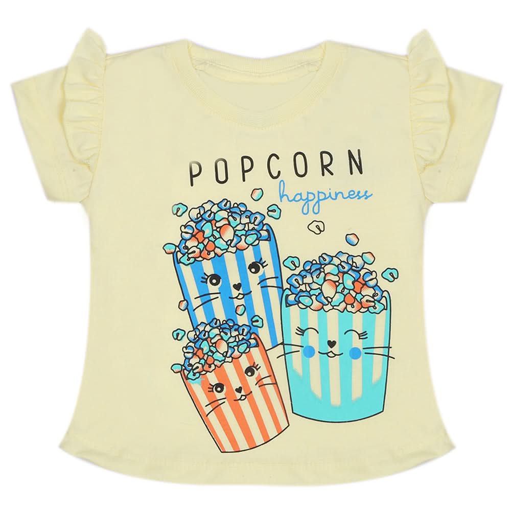 Girls Half Sleeves Printed T-Shirt - Yellow, Girls T-Shirts, Chase Value, Chase Value