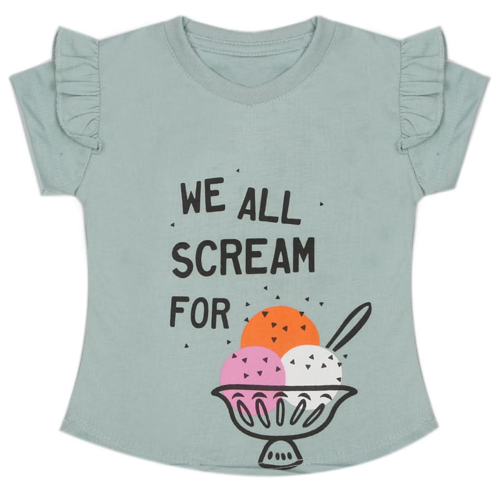Girls Half Sleeves Printed T-Shirt - Sea Green, Girls T-Shirts, Chase Value, Chase Value