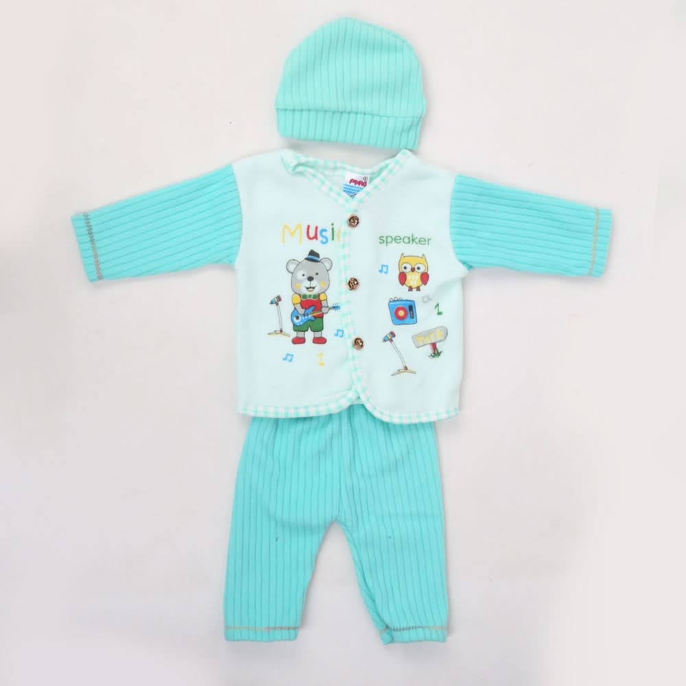 Newborn Boy Full Sleeves Polar Suit 10350 - Sea Green, Kids, NB Boys Sets And Suits, Chase Value, Chase Value