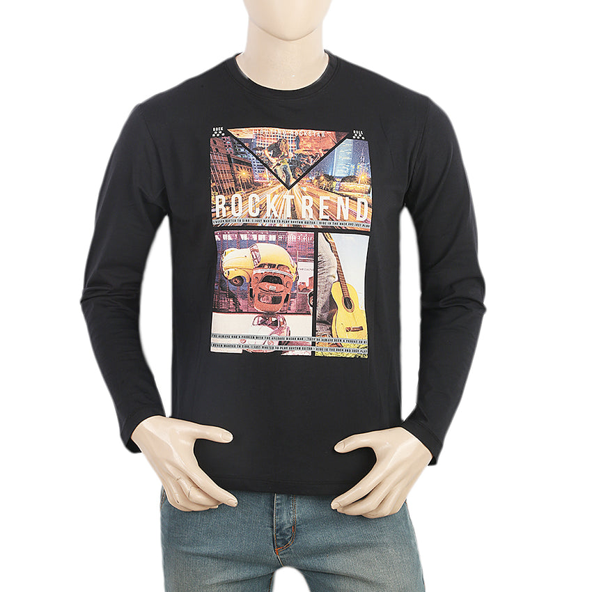 Men's Full Sleeves Printed T-Shirt - Black, Men, T-Shirts And Polos, Chase Value, Chase Value