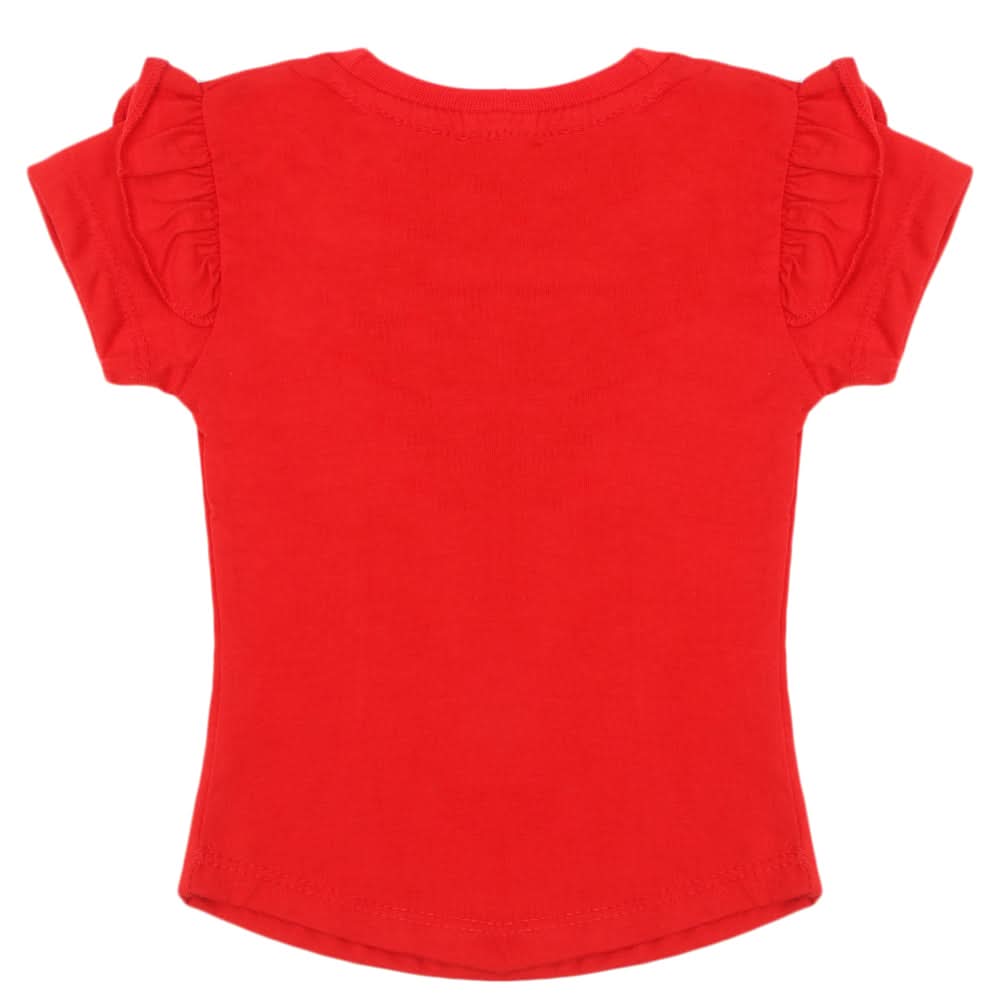 Girls Half Sleeves Printed T-Shirt - Red, Girls T-Shirts, Chase Value, Chase Value