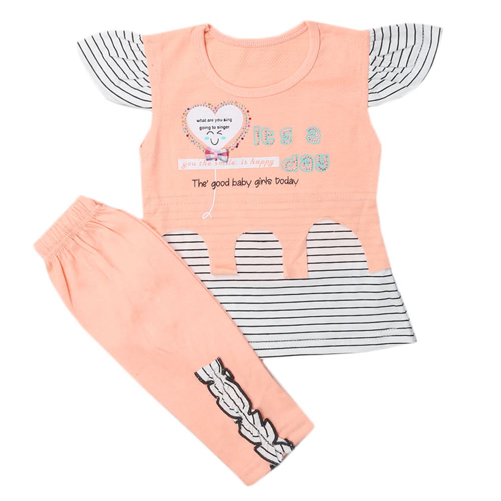 Girls Pajama Suits - Peach, Kids, Girls Sets And Suits, Chase Value, Chase Value
