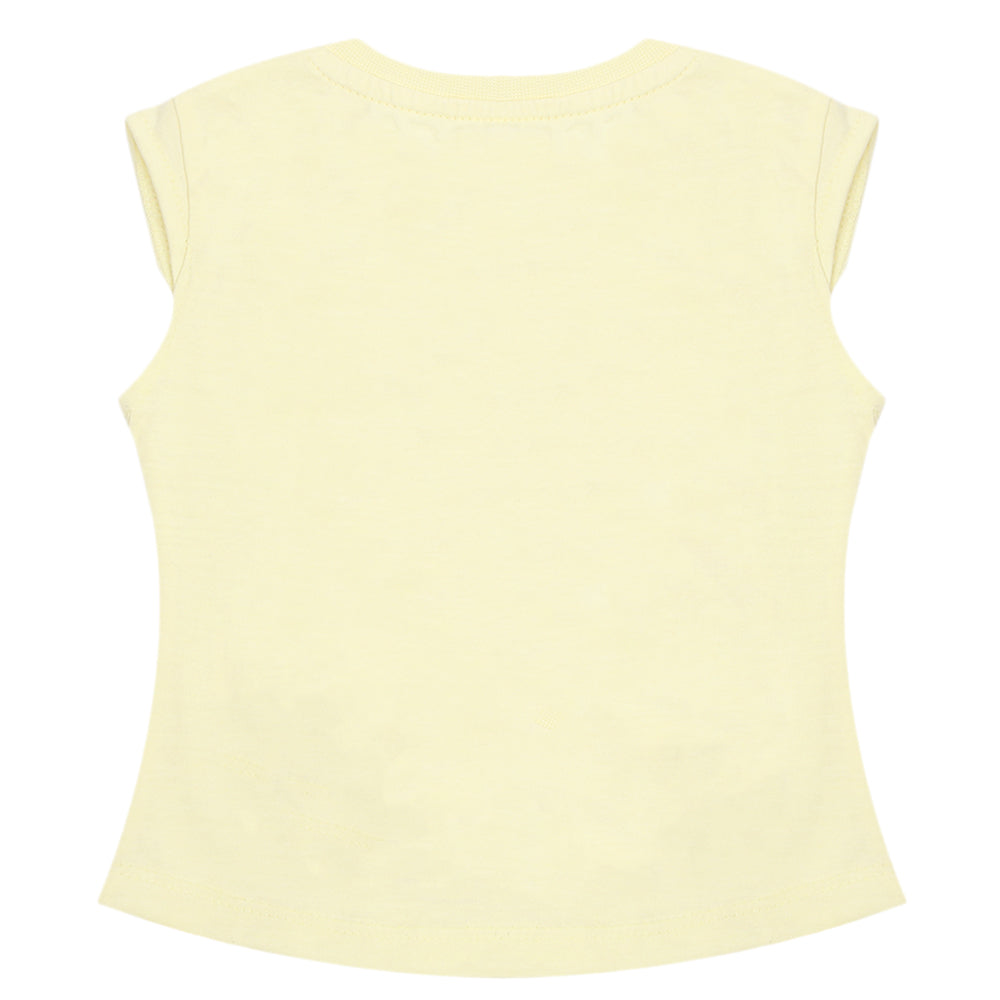 Girls Half Sleeves Printed T-Shirt - Yellow, Girls T-Shirts, Chase Value, Chase Value