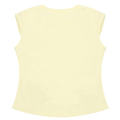 Girls Half Sleeves Printed T-Shirt - Yellow, Girls T-Shirts, Chase Value, Chase Value