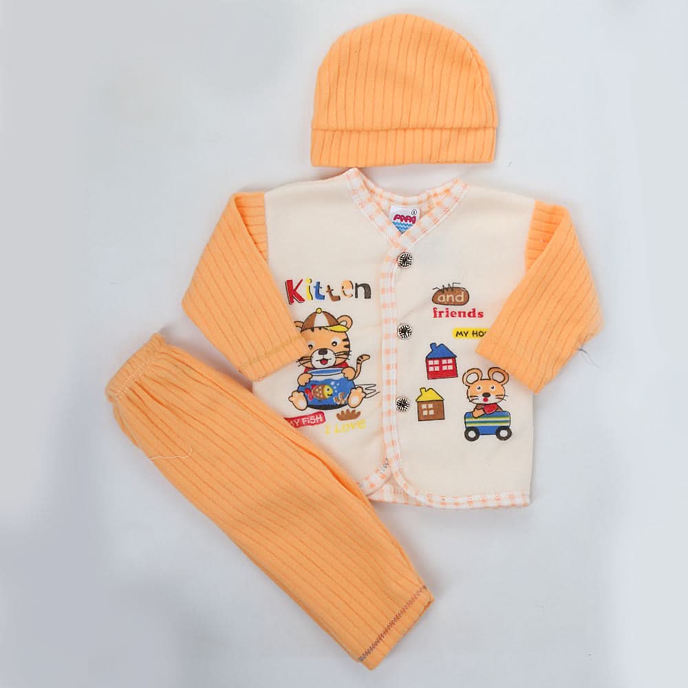 Newborn Boy Full Sleeves Polar Suit 10151 - Orange, Kids, NB Boys Sets And Suits, Chase Value, Chase Value