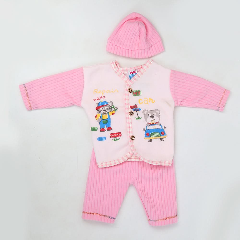 Newborn Boy Full Sleeves Polar Suit 10352 - Pink, Kids, NB Boys Sets And Suits, Chase Value, Chase Value