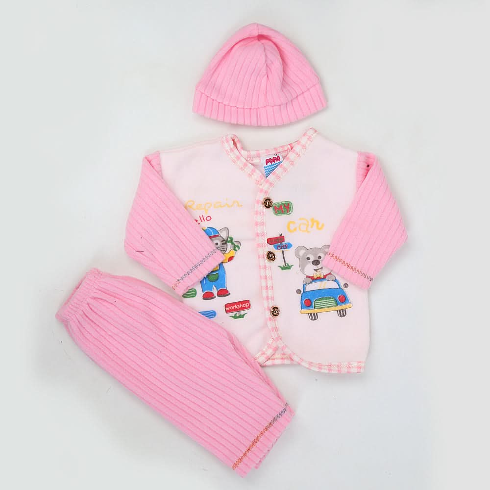 Newborn Boy Full Sleeves Polar Suit 10352 - Pink, Kids, NB Boys Sets And Suits, Chase Value, Chase Value