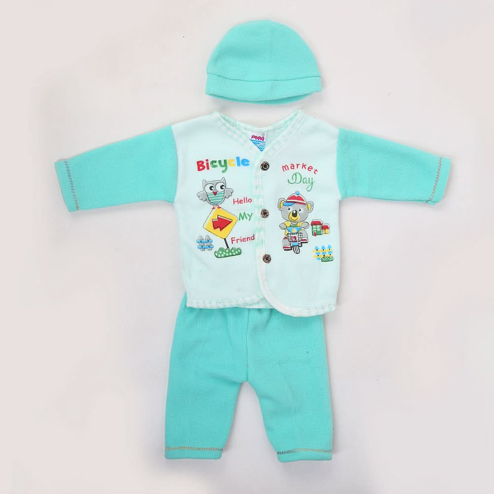 Newborn Boy Full Sleeves Polar Suit 10361 - Sea Green, Kids, NB Boys Sets And Suits, Chase Value, Chase Value
