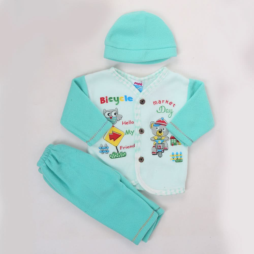 Newborn Boy Full Sleeves Polar Suit 10361 - Sea Green, Kids, NB Boys Sets And Suits, Chase Value, Chase Value