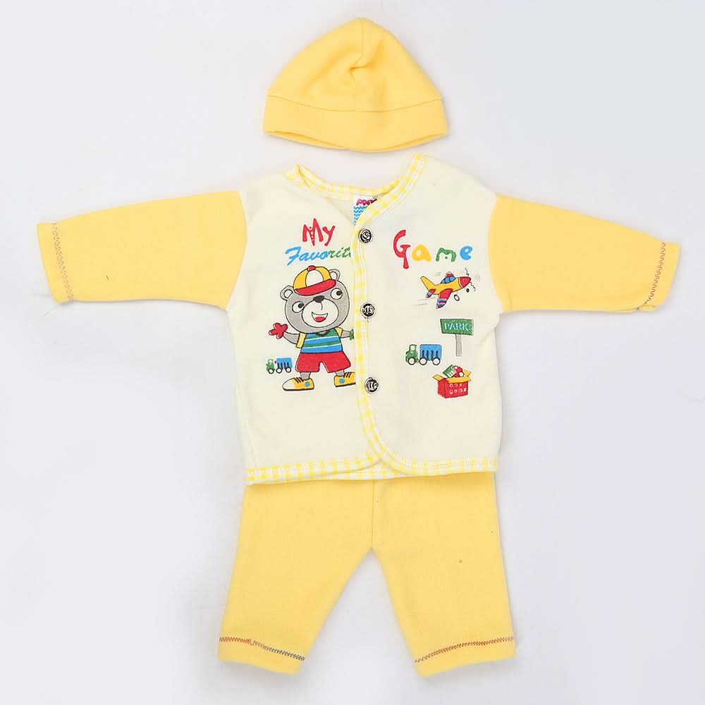 Newborn Boy Full Sleeves Polar Suit 10361 - Yellow, Kids, NB Boys Sets And Suits, Chase Value, Chase Value