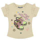 Girls Half Sleeves Printed T-Shirt - Beige, Girls T-Shirts, Chase Value, Chase Value