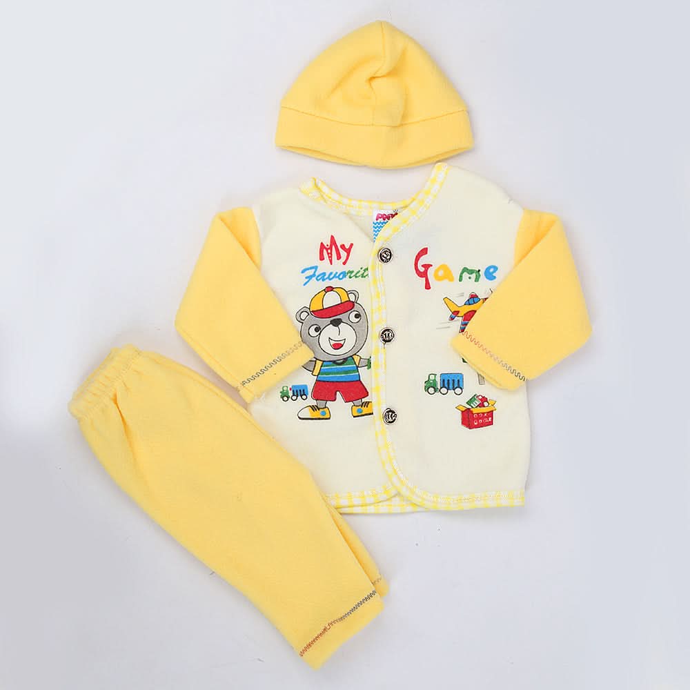 Newborn Boy Full Sleeves Polar Suit 10361 - Yellow, Kids, NB Boys Sets And Suits, Chase Value, Chase Value