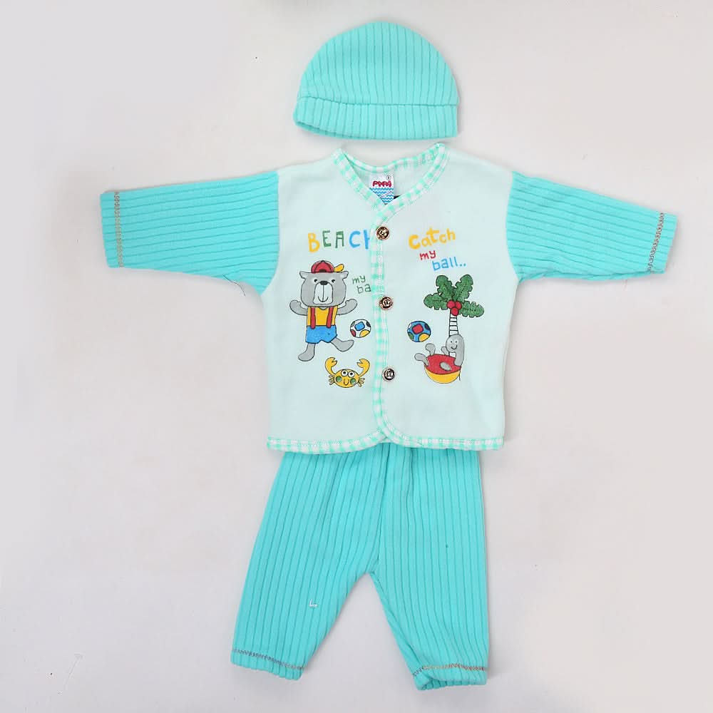 Newborn Boy Full Sleeves Polar Suit 10350 - Sea Green, Kids, NB Boys Sets And Suits, Chase Value, Chase Value