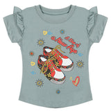 Girls Half Sleeves Printed T-Shirt - Steel Blue, Girls T-Shirts, Chase Value, Chase Value