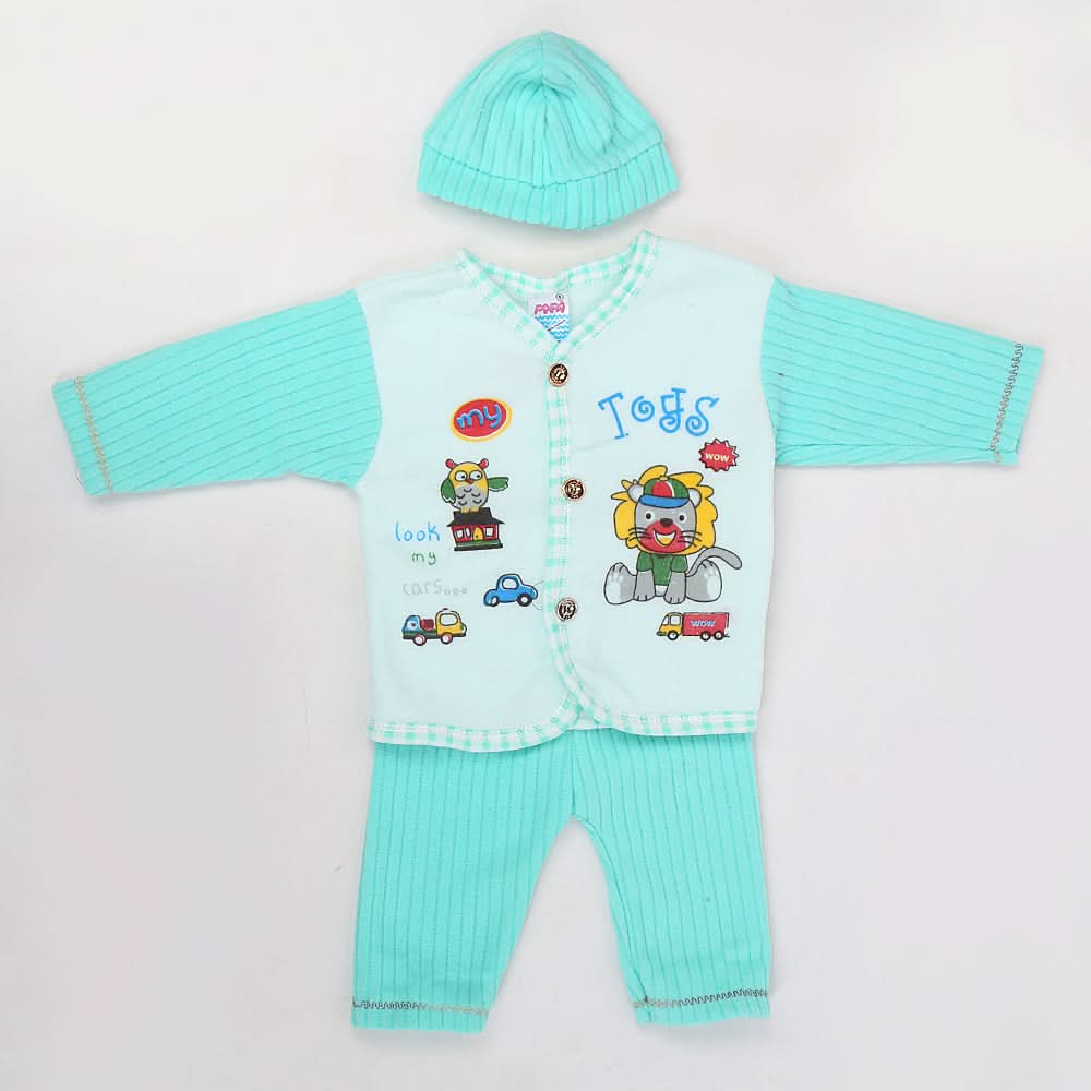 Newborn Boy Full Sleeves Polar Suit 10346 - Sea Green, Kids, New Born Boys Sets And Suits, Chase Value, Chase Value