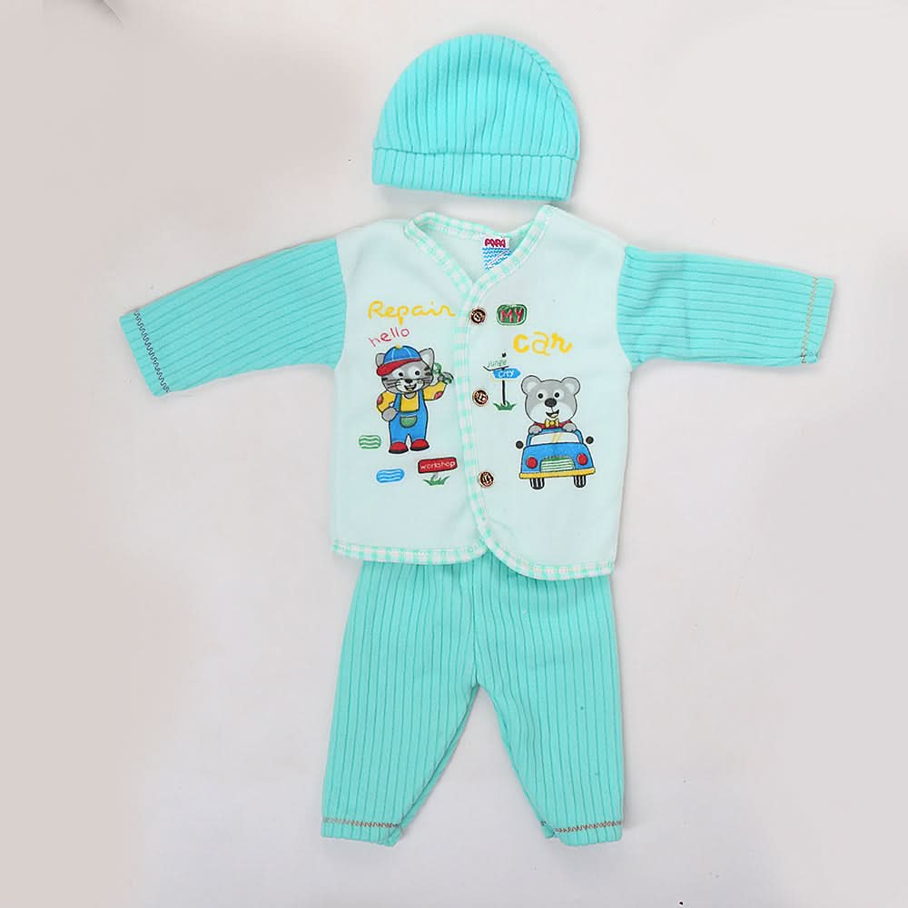 Newborn Boy Full Sleeves Polar Suit 10352 - Sea Green, Kids, NB Boys Sets And Suits, Chase Value, Chase Value