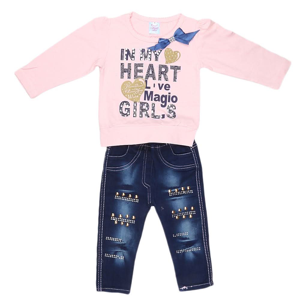 Newborn Girls Full Sleeves 2 Piece Suit - Pink, Kids, NB Girls Sets And Suits, Chase Value, Chase Value