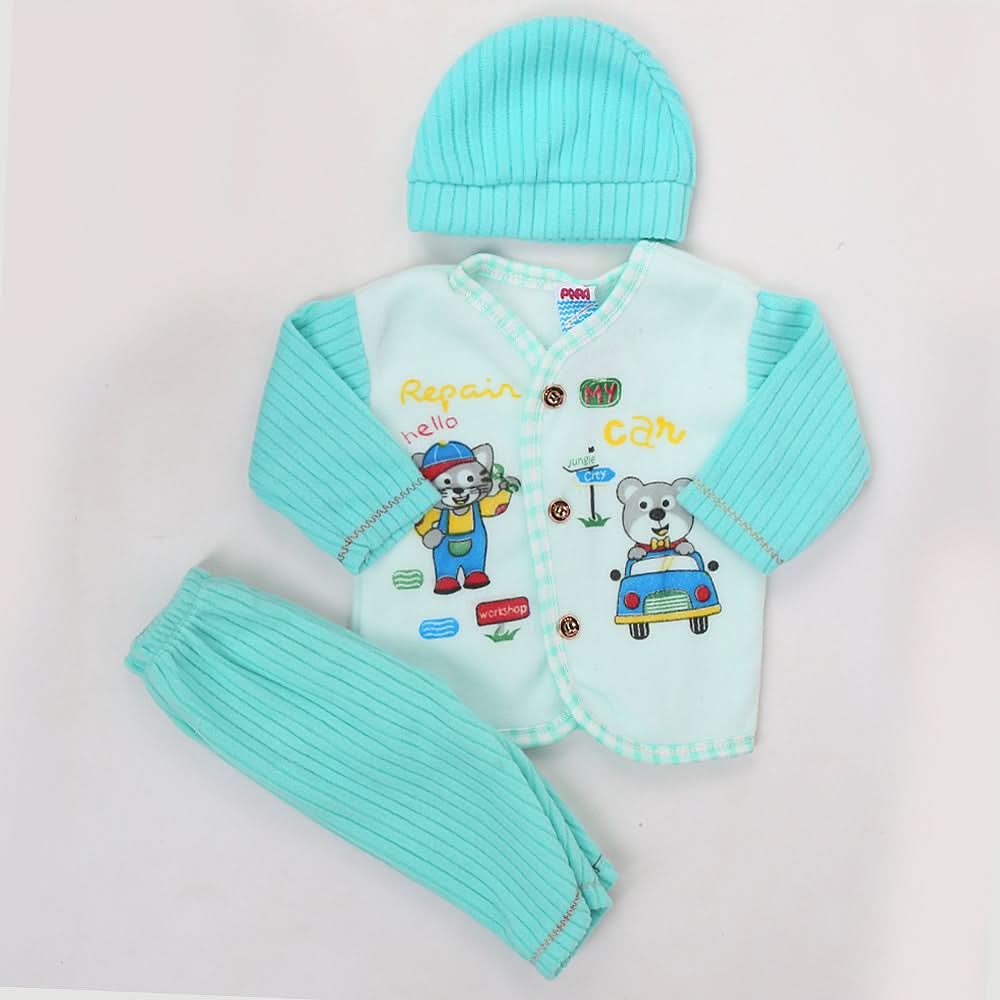 Newborn Boy Full Sleeves Polar Suit 10352 - Sea Green, Kids, NB Boys Sets And Suits, Chase Value, Chase Value