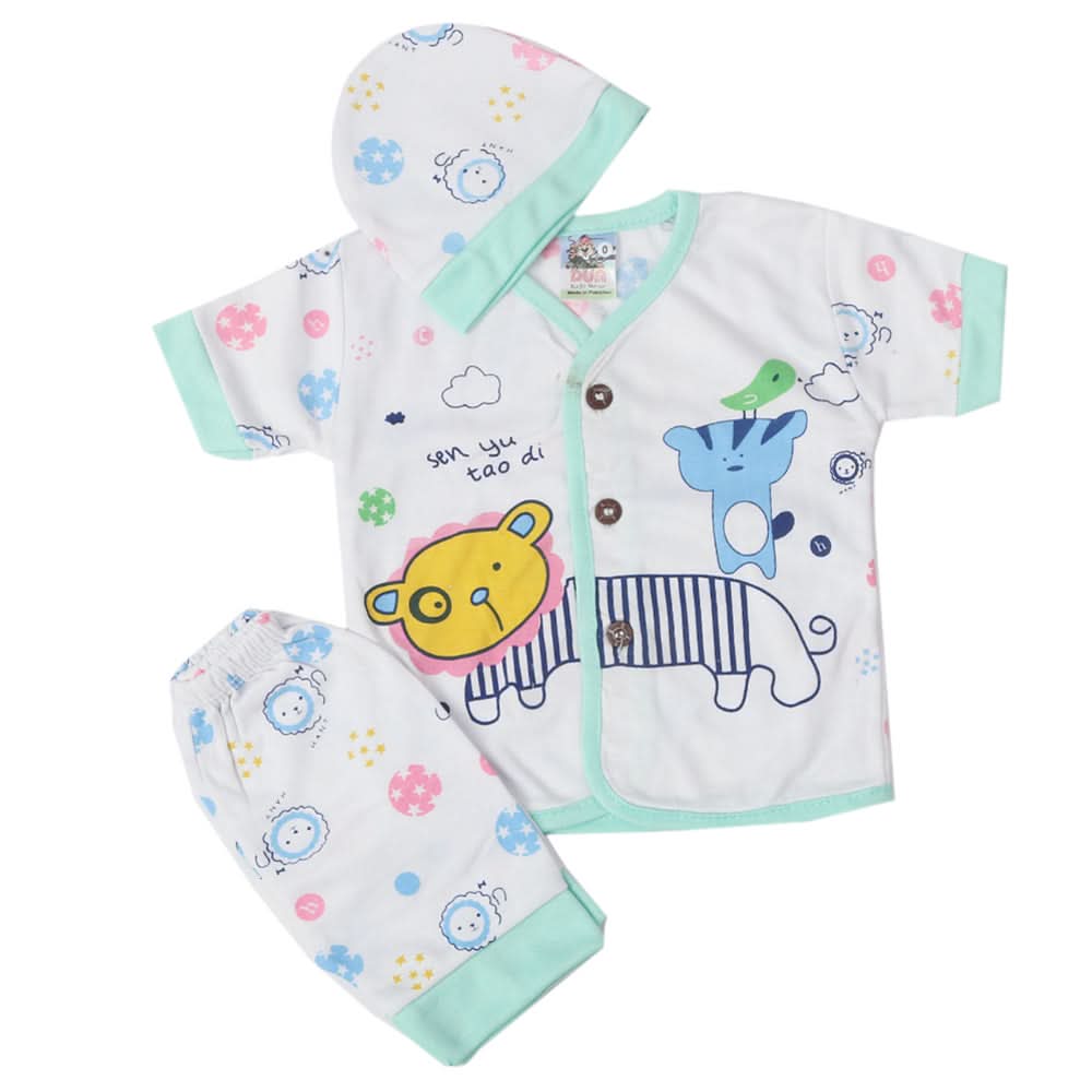 Newborn Boys Half Sleeves Suit - Sea Green, Kids, Newborn Boys Sets And Suits, Chase Value, Chase Value