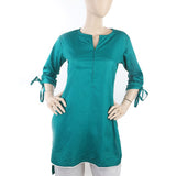 Women's Cotton Plain Kurti - Green, Women, Ready Kurtis, Chase Value, Chase Value