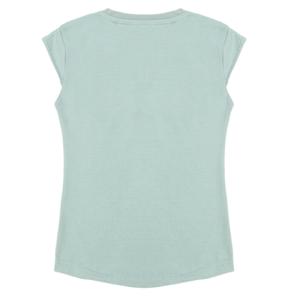 Girls Half Sleeves Printed T-Shirt - Sea Green, Girls T-Shirts, Chase Value, Chase Value