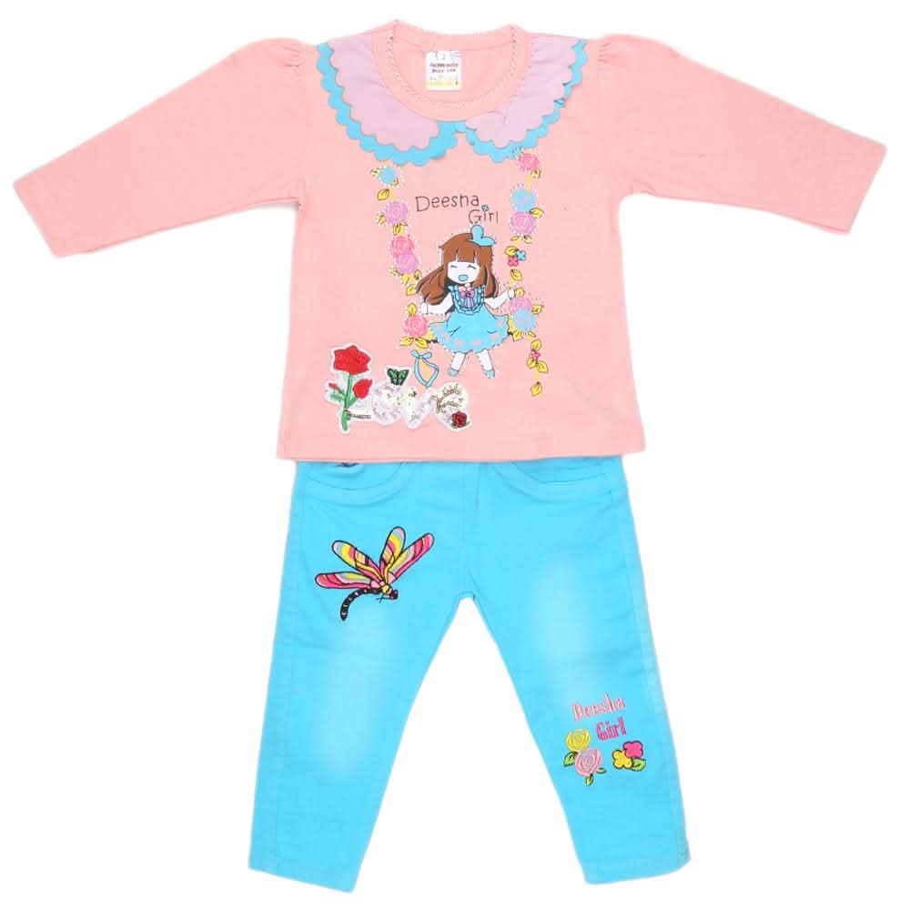 Newborn Girls Full Sleeves 2 Piece Suit - Pink, Kids, NB Girls Sets And Suits, Chase Value, Chase Value
