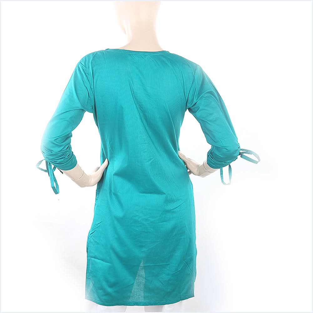 Women's Cotton Plain Kurti - Green, Women, Ready Kurtis, Chase Value, Chase Value