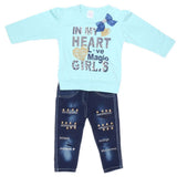 Newborn Girls Full Sleeves 2 Piece Suit - Cyan, Kids, NB Girls Sets And Suits, Chase Value, Chase Value