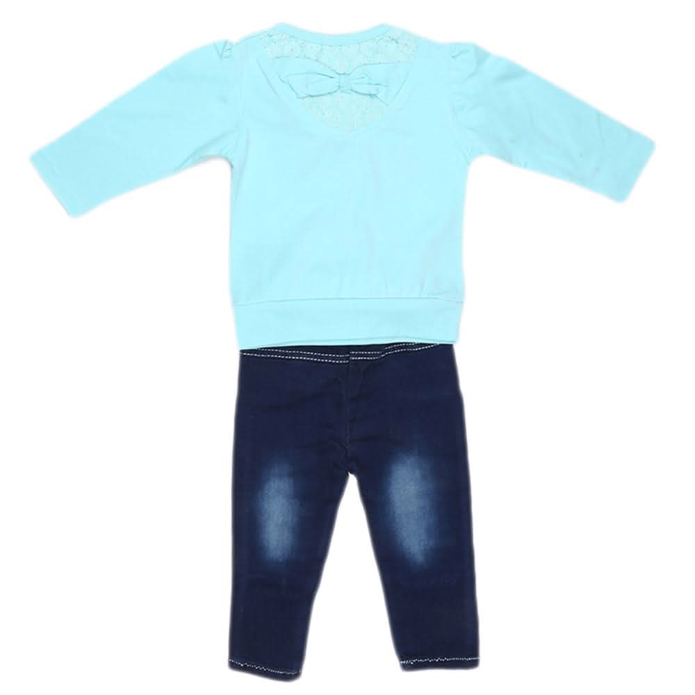 Newborn Girls Full Sleeves 2 Piece Suit - Cyan, Kids, NB Girls Sets And Suits, Chase Value, Chase Value