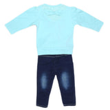 Newborn Girls Full Sleeves 2 Piece Suit - Cyan, Kids, NB Girls Sets And Suits, Chase Value, Chase Value