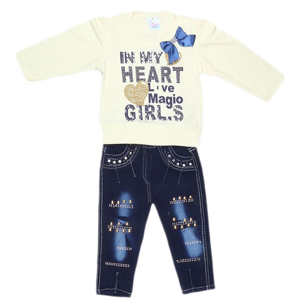 Newborn Girls Full Sleeves 2 Piece Suit - Yellow, Kids, NB Girls Sets And Suits, Chase Value, Chase Value
