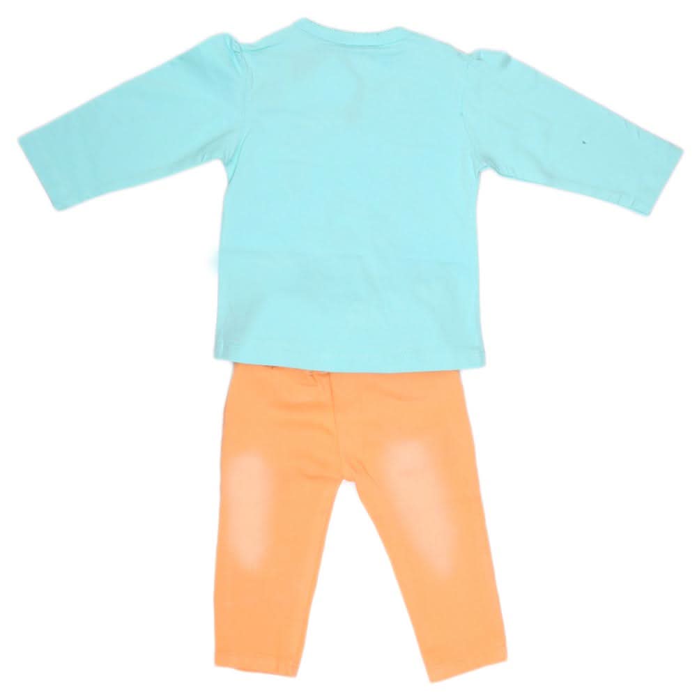 Newborn Girls Full Sleeves 2 Piece Suit - Cyan, Kids, NB Girls Sets And Suits, Chase Value, Chase Value