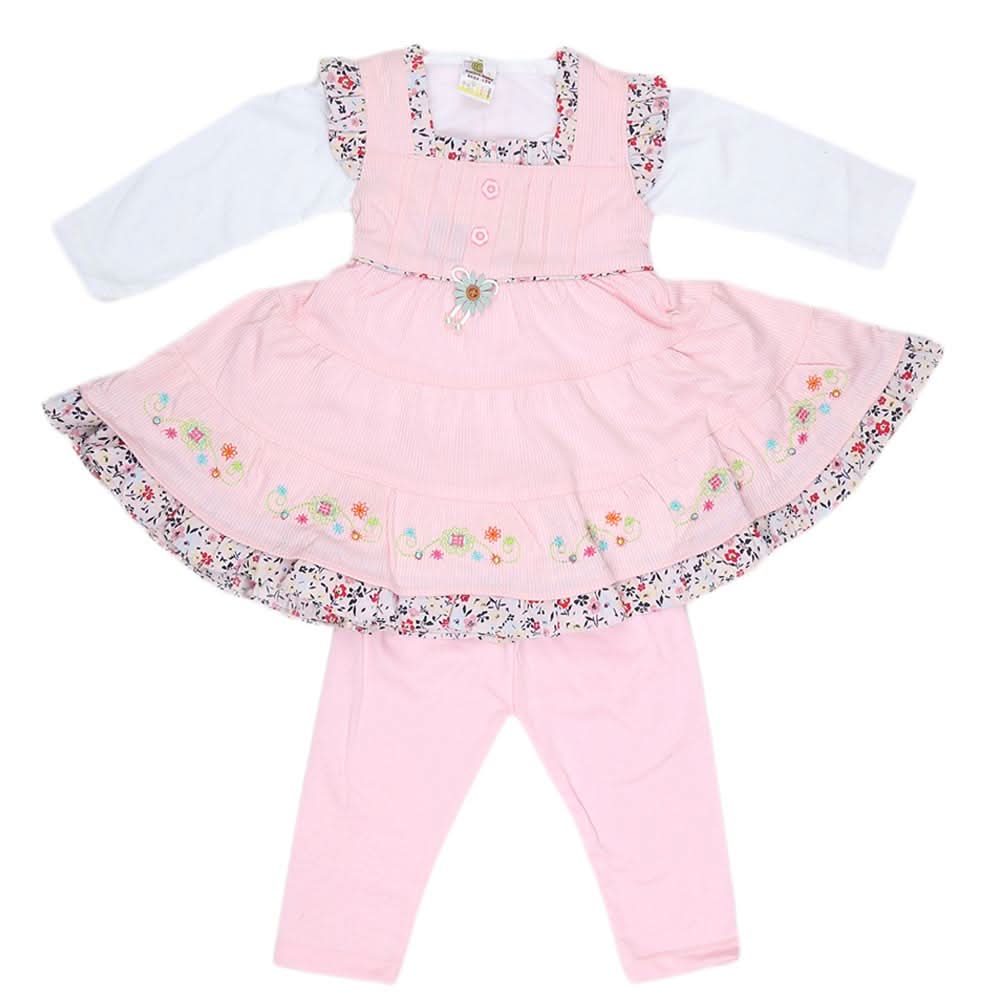 Newborn Girls Full Sleeves 3 Piece Suit - Pink, Kids, NB Girls Sets And Suits, Chase Value, Chase Value