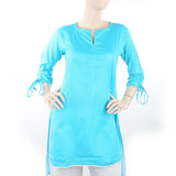 Women's Cotton Plain Kurti - Blue, Women, Ready Kurtis, Chase Value, Chase Value