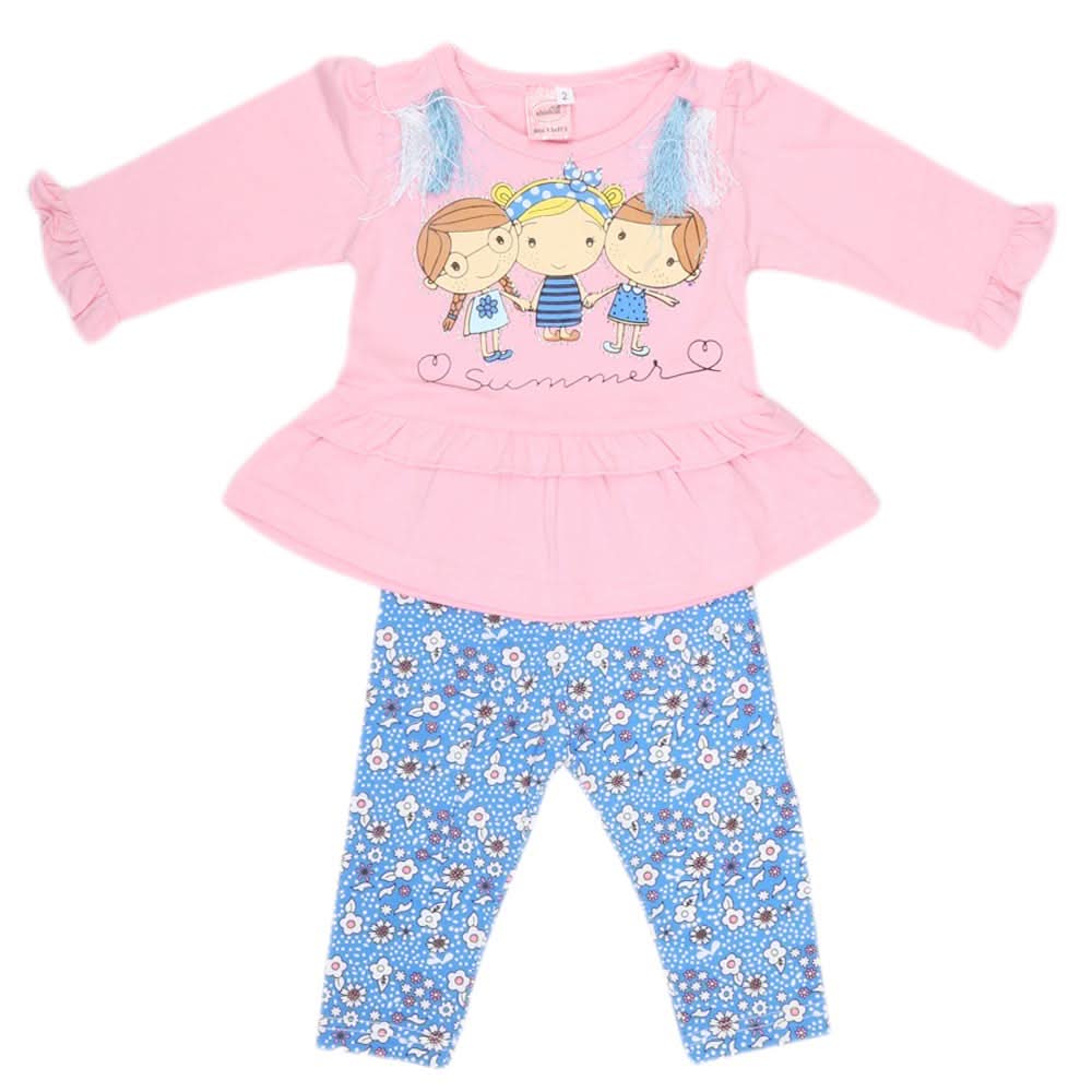 Newborn Girls Full Sleeves 2 Piece Suit - Pink, Kids, NB Girls Sets And Suits, Chase Value, Chase Value