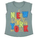 Girls Half Sleeves Printed T-Shirt - Steel Blue, Girls T-Shirts, Chase Value, Chase Value