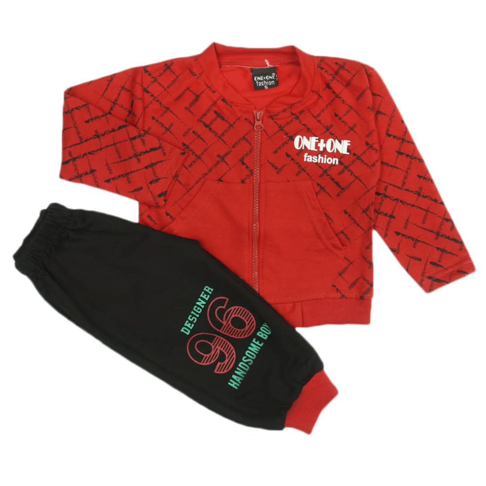 Boys Full Sleeves 3Pcs Suit - Red, Boys Sets & Suits, Chase Value, Chase Value