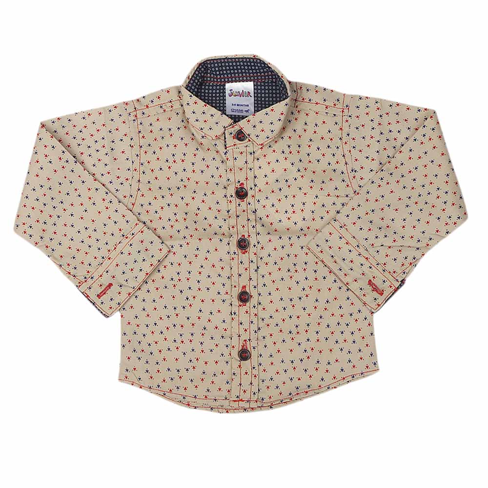 Newborn Full Sleeves Casual Shirt - Beige, Kids, NB Boys Shirts And T-Shirts, Chase Value, Chase Value